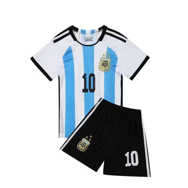 Camisetas de fútbol Argentina Messi 10 Tres estrellas Niños 1ª equipación 2022-23